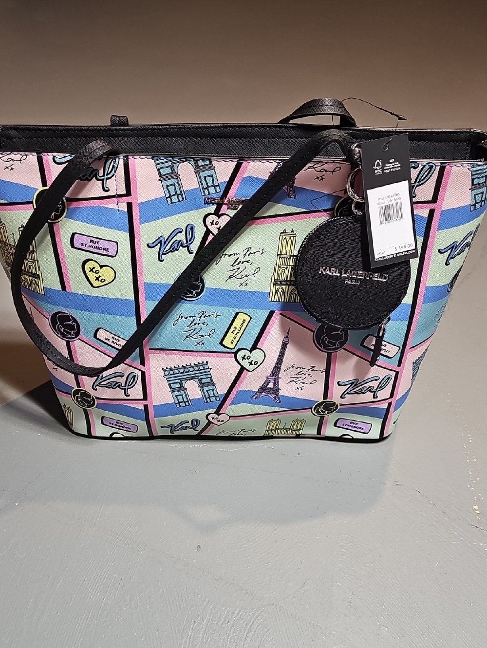 Karl Lsgerfeld Tote Set Paris Adele Tote Bag Lg Blush Includes Coin Purse Charm